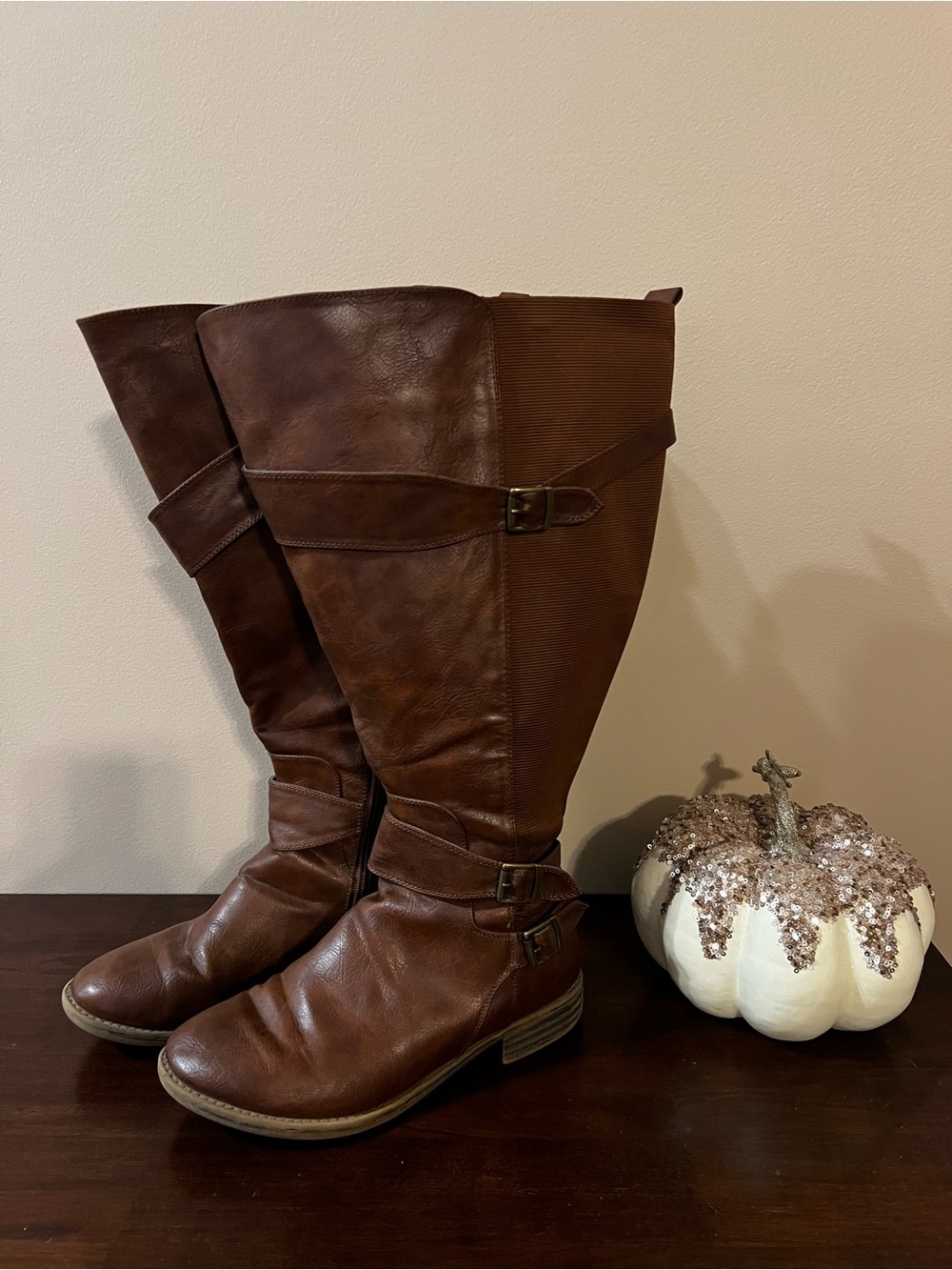 Women’s Tall Brown Riding Boots - Extra Wide Calf - Size 8.5W